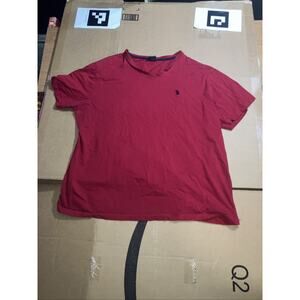 US Polo‎ Assn. V-Neck Red Pony Logo Tee, Casual T-Shirt XXL, Men's, Short Sleeve